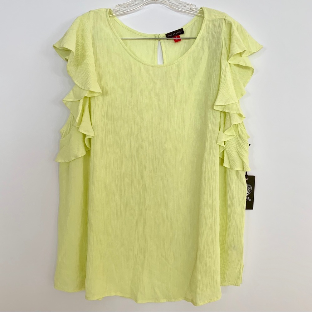 Vince Camuto Yellow Ruffled Sleeve Top 1X NWT